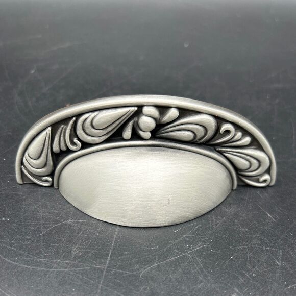 Petal Cup Pulls brushed pewter Hardware Liberty Bureau Dresser Cabinets Desk (C) - Picture 1 of 5